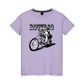 Женская футболка хлопок с принтом Трасса 60 в Петрозаводске, 100% хлопок | прямой крой, круглый вырез горловины, длина до линии бедер, слегка спущенное плечо | biker | guy | headlight | man | motorcycle | route | байкер | мотоцикл | мужчина | парень | трасса | фара
