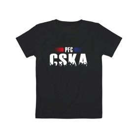 Детская футболка хлопок с принтом PFC CSKA в Петрозаводске, 100% хлопок | круглый вырез горловины, полуприлегающий силуэт, длина до линии бедер | cska | pfc | москва | пфк | пфк цска | рпл | рфпл | фк | футбол | цска | цска москва