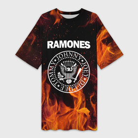 Платье-футболка 3D с принтом Ramones в Петрозаводске,  |  | music | ramones | rock | музыка | рамонез | рамонес | рамонс | рок