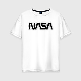 Женская футболка хлопок Oversize с принтом NASA в Петрозаводске, 100% хлопок | свободный крой, круглый ворот, спущенный рукав, длина до линии бедер
 | alien | earth | iss | live | mars | nasa live | shuttle | space | ufo | ufobirne | usa | аполлон | космос | наса | сша | шаттл
