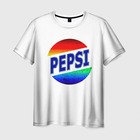 Мужская футболка 3D с принтом Pepsi в Петрозаводске, 100% полиэфир | прямой крой, круглый вырез горловины, длина до линии бедер | 90 е | 90s | art | back | logo | pepsi | retro | арт | время | дата | девяностые | лого | логотип.детство | надпись | пепси | прикольная | ретро | рождение | сделан | слова | цифры | эмблема