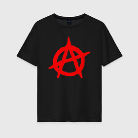 Женская футболка хлопок Oversize с принтом Анархия в Петрозаводске, 100% хлопок | свободный крой, круглый ворот, спущенный рукав, длина до линии бедер
 | ада | анархии | анархия | гот | готический | готы | знак | и | имеющая | лого | логотип | на | основывающаяся | политическая | преисподния | свободе | свое