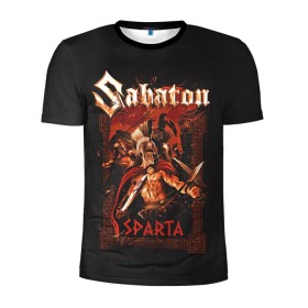 Мужская футболка 3D спортивная с принтом Sabaton - Sparta в Петрозаводске, 100% полиэстер с улучшенными характеристиками | приталенный силуэт, круглая горловина, широкие плечи, сужается к линии бедра | battle metal | sabaton | военный рок | йоаким броден | крис рёланд | пар сундстрём | рок | рок группа | хэви метал | шведская группа | шведский рок