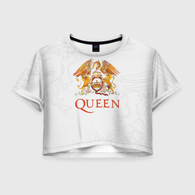 Женская футболка Crop-top 3D с принтом Queen в Петрозаводске, 100% полиэстер | круглая горловина, длина футболки до линии талии, рукава с отворотами | freddie mercury | paul | queen | quen | богемская рапсодия | брайан мэй | глэм | группа | джон дикон | квин | королева | куин | меркури | меркьюри | музыкант | мэркури | певец | песня | поп | роджер тейлор | рок