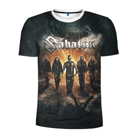 Мужская футболка 3D спортивная с принтом Sabaton Band в Петрозаводске, 100% полиэстер с улучшенными характеристиками | приталенный силуэт, круглая горловина, широкие плечи, сужается к линии бедра | battle metal | sabaton | военный рок | йоаким броден | крис рёланд | пар сундстрём | рок | рок группа | хэви метал | шведская группа | шведский рок