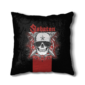 Подушка 3D с принтом Sabaton Army Skull в Петрозаводске, наволочка – 100% полиэстер, наполнитель – холлофайбер (легкий наполнитель, не вызывает аллергию). | состоит из подушки и наволочки. Наволочка на молнии, легко снимается для стирки | battle metal | sabaton | военный рок | йоаким броден | крис рёланд | пар сундстрём | рок | рок группа | хэви метал | шведская группа | шведский рок