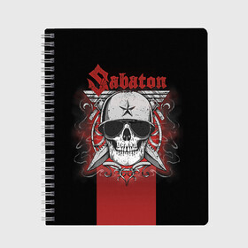 Тетрадь с принтом Sabaton Army Skull в Петрозаводске, 100% бумага | 48 листов, плотность листов — 60 г/м2, плотность картонной обложки — 250 г/м2. Листы скреплены сбоку удобной пружинной спиралью. Уголки страниц и обложки скругленные. Цвет линий — светло-серый
 | battle metal | sabaton | военный рок | йоаким броден | крис рёланд | пар сундстрём | рок | рок группа | хэви метал | шведская группа | шведский рок