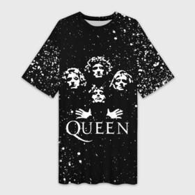 Платье-футболка 3D с принтом QUEEN в Петрозаводске,  |  | queen | rock | we will rock you | брайан мэи | группа queen | группа квин | джон дикон | квин | королева | король | роджер тейлор | рок | фредди меркьюри