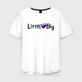 Мужская футболка хлопок Oversize с принтом Little Big в Петрозаводске, 100% хлопок | свободный крой, круглый ворот, “спинка” длиннее передней части | 20 | 2020 | big | eurovision | hooligans | little | music | rus | russian | биг | бузова | евровидение | ильич | литл | музыка | россия | флаг | шрифт