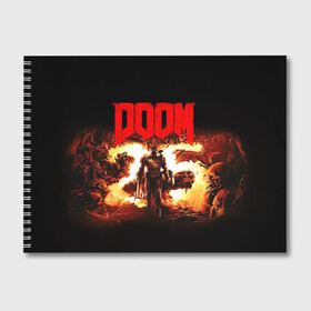 Альбом для рисования с принтом DOOM 25 years в Петрозаводске, 100% бумага
 | матовая бумага, плотность 200 мг. | Тематика изображения на принте: doom | doom eternal | дум