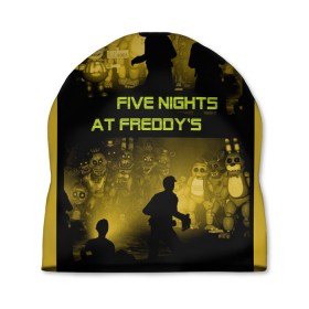 Шапка 3D с принтом Five Nights at Freddys в Петрозаводске, 100% полиэстер | универсальный размер, печать по всей поверхности изделия | five | freddys | horror | nights | point and click | survival | игра | ночей | пять | фредди