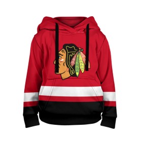 Детская толстовка 3D с принтом Chicago Blackhawks в Петрозаводске, 100% полиэстер | двухслойный капюшон со шнурком для регулировки, мягкие манжеты на рукавах и по низу толстовки, спереди карман-кенгуру с мягким внутренним слоем | blackhawks | chicago | chicago blackhawks | hockey | nhl | usa | блэкхокс | нхл | спорт | сша | хоккей | чикаго | чикаго блэкхокс | шайба