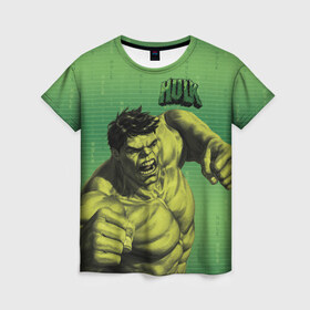 Женская футболка 3D с принтом Hulk в Петрозаводске, 100% полиэфир ( синтетическое хлопкоподобное полотно) | прямой крой, круглый вырез горловины, длина до линии бедер | avengers | bruce banner | hulk | marvel | vdzabma | брюс баннер | комикс | марвел | мстители | халк