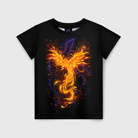 Детская футболка 3D с принтом Phoenix в Петрозаводске, 100% гипоаллергенный полиэфир | прямой крой, круглый вырез горловины, длина до линии бедер, чуть спущенное плечо, ткань немного тянется | beast | bird | creature | fire | flame | myth | mythical | phoenix | space | зверь | космос | миф | мифические | мифическое | огонь | пламя | птица | существо | феникс
