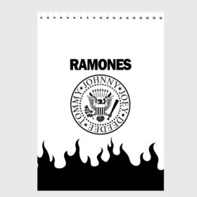 Скетчбук с принтом RAMONES в Петрозаводске, 100% бумага
 | 48 листов, плотность листов — 100 г/м2, плотность картонной обложки — 250 г/м2. Листы скреплены сверху удобной пружинной спиралью | america | ramones | rock | usa | америка | джонни рамон | джоуи рамон | ди ди рамон | клем бурк | кристофер уорд | марки рамон | рамоунз | ричи рамон | рок | сша | томми рамон