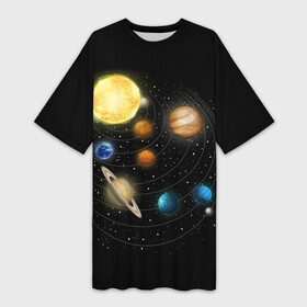 Платье-футболка 3D с принтом Солнечная Система в Петрозаводске,  |  | earth | mars | nasa | planet | planets | space | star | stars | sun | system | венера | звезды | земля | космос | марс | меркурий | планета | планеты | сатурн | система | солнце | уран | юпитер