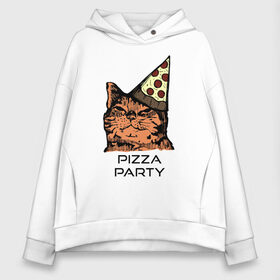 Женское худи Oversize хлопок с принтом PIZZA PARTY в Петрозаводске, френч-терри — 70% хлопок, 30% полиэстер. Мягкий теплый начес внутри —100% хлопок | боковые карманы, эластичные манжеты и нижняя кромка, капюшон на магнитной кнопке | party | pizza | pizza party | time | арт | веселье | время | для детей | животные | картинка | кот | котик | котики | пицца | пиццы | рисунок | рыжий кот