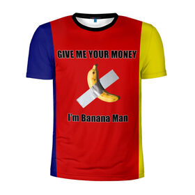 Мужская футболка 3D спортивная с принтом Give Me Your Money x Go Bananas в Петрозаводске, 100% полиэстер с улучшенными характеристиками | приталенный силуэт, круглая горловина, широкие плечи, сужается к линии бедра | banana man | little big | банан | банан скотч | ильич | илья прусикин | литл биг | литтл биг