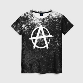Женская футболка 3D с принтом АНАРХИЯ в Петрозаводске, 100% полиэфир ( синтетическое хлопкоподобное полотно) | прямой крой, круглый вырез горловины, длина до линии бедер | anarchy | анархия | анархо коммунизм | граффити | символ | стена | череп