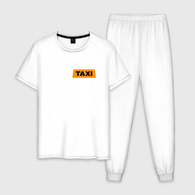 Мужская пижама хлопок с принтом FAKE TAXI в Петрозаводске, 100% хлопок | брюки и футболка прямого кроя, без карманов, на брюках мягкая резинка на поясе и по низу штанин
 | brand | brazzers | fake taxi | faketaxi | hub | mode | playboy | бразерс | бренд | мода | фейк такси