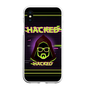 Чехол для iPhone XS Max матовый с принтом Hacked в Петрозаводске, Силикон | Область печати: задняя сторона чехла, без боковых панелей | cybepunk | hacked | hacker | it | аноним | анонимус | взлом | взломщик | киберпанк | программист | хак | хакер