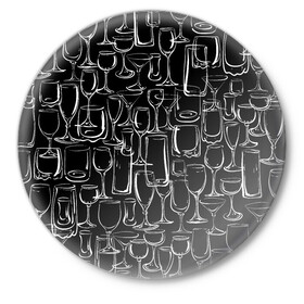Значок с принтом Стеклянный бармен в Петрозаводске,  металл | круглая форма, металлическая застежка в виде булавки | Тематика изображения на принте: bar | barman | doodling | textures | tiles | бар | бармен | бартендер | бокалы | дудлинг | посуда | рюмки | стаканы | стекло | тайлы | текстуры | фон | фужеры