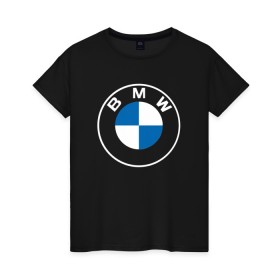 Женская футболка хлопок с принтом BMW LOGO 2020 в Петрозаводске, 100% хлопок | прямой крой, круглый вырез горловины, длина до линии бедер, слегка спущенное плечо | bmw | bmw motorsport | bmw performance | carbon | m | motorsport | performance | sport | бмв | карбон | моторспорт | спорт