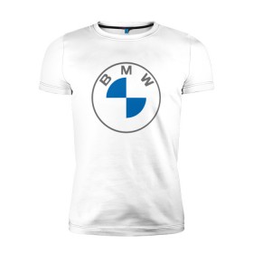 Мужская футболка премиум с принтом BMW LOGO 2020 в Петрозаводске, 92% хлопок, 8% лайкра | приталенный силуэт, круглый вырез ворота, длина до линии бедра, короткий рукав | bmw | bmw motorsport | bmw performance | carbon | m | motorsport | performance | sport | бмв | карбон | моторспорт | спорт