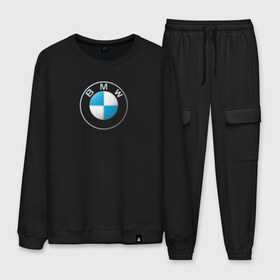 Мужской костюм хлопок с принтом BMW LOGO 2020 в Петрозаводске, 100% хлопок | на свитшоте круглая горловина, мягкая резинка по низу. Брюки заужены к низу, на них два вида карманов: два “обычных” по бокам и два объемных, с клапанами, расположенные ниже линии бедра. Брюки с мягкой трикотажной резинкой на поясе и по низу штанин. В поясе для дополнительного комфорта — широкие завязки | bmw | bmw motorsport | bmw performance | carbon | m | motorsport | performance | sport | бмв | карбон | моторспорт | спорт