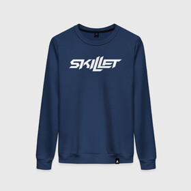 Женский свитшот хлопок с принтом Skillet Logo | Скиллет лого (Z) в Петрозаводске, 100% хлопок | прямой крой, круглый вырез, на манжетах и по низу широкая трикотажная резинка  | skillet | альтернативный метал | альтернативный рок | джен леджер | джон купер | индастриал метал | кори купер | сет моррисон | хард рок | христианский метал | христианский рок