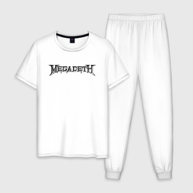 Мужская пижама хлопок с принтом Megadeth в Петрозаводске, 100% хлопок | брюки и футболка прямого кроя, без карманов, на брюках мягкая резинка на поясе и по низу штанин
 | dave mustaine | megadeth | music | rock | дирк вербурен | дэвид эллефсон | дэйв мастейн | кико лоурейро | мегадеф | музыка | рок | трэш метал | хард рок | хеви метал