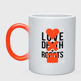 Кружка хамелеон с принтом LOVE DEATH ROBOTS (LDR) в Петрозаводске, керамика | меняет цвет при нагревании, емкость 330 мл | death | fantastic | future | ldr | love | love death and robots | love death robots | netflix | robots | sci fi | будущее | лдр | любовь | нетфликс | роботы | фантастика