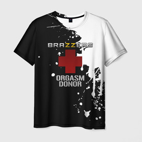 Мужская футболка 3D с принтом Brazzers orgasm donor	 в Петрозаводске, 100% полиэфир | прямой крой, круглый вырез горловины, длина до линии бедер | brazzers | ананизм | бразерс | браззерс | братья | звезда | мостурба | надпись | прикол | проно хуб | сайт | с