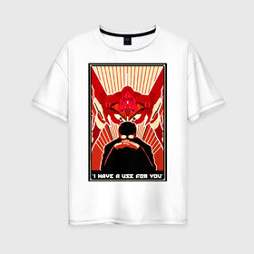 Женская футболка хлопок Oversize с принтом Евангелион в Петрозаводске, 100% хлопок | свободный крой, круглый ворот, спущенный рукав, длина до линии бедер
 | аниме | гендо икари | евангелион