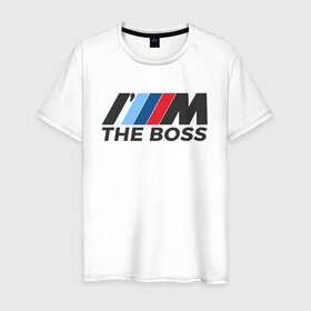 Мужская футболка хлопок с принтом BMW THE BOSS в Петрозаводске, 100% хлопок | прямой крой, круглый вырез горловины, длина до линии бедер, слегка спущенное плечо. | bmw | bmw performance | m | motorsport | performance | бмв | бэха | моторспорт
