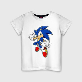 Детская футболка хлопок с принтом Sonic в Петрозаводске, 100% хлопок | круглый вырез горловины, полуприлегающий силуэт, длина до линии бедер | Тематика изображения на принте: доктор эггман | ёж соник | соник | соник в кино