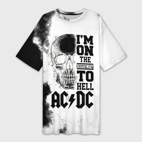 Платье-футболка 3D с принтом Im on the highway to hell AC DC в Петрозаводске,  |  | ac dc | acdc | acdc ас дс | angus | back in black | highway to hell | mckinn | австралийская | ангус янг | ас дс | асдс | блюз | в форме | гитара | группа | дым | крис слэйд | метал | молния | музыка | певец | рок | рок н ролл | стиви янг