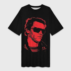 Платье-футболка 3D с принтом The Terminator 1984 в Петрозаводске,  |  | 1984 | 84 | skynet | terminator | арни | арнольд | арт | железный | киборг | красный | первый | скайнет | теминатор один | терминатор | терминатор 1 | шварценеггер | шварцнеггер