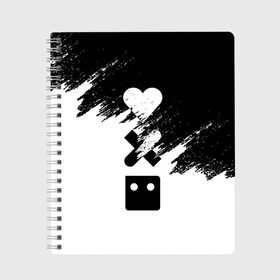 Тетрадь с принтом LOVE DEATH ROBOTS (LDR) в Петрозаводске, 100% бумага | 48 листов, плотность листов — 60 г/м2, плотность картонной обложки — 250 г/м2. Листы скреплены сбоку удобной пружинной спиралью. Уголки страниц и обложки скругленные. Цвет линий — светло-серый
 | death | fantastic | future | ldr | love | love death and robots | love death robots | netflix | robots | sci fi | будущее | лдр | любовь | нетфликс | роботы | фантастика