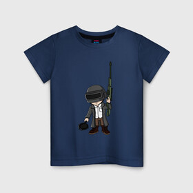 Детская футболка хлопок с принтом PUBG в Петрозаводске, 100% хлопок | круглый вырез горловины, полуприлегающий силуэт, длина до линии бедер | игра | игрок | игры | оружие | пабг | пубг | сковородка | сковородка пабг | сковородка пубг | солдат | человечки | чибики