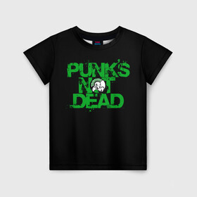 Детская футболка 3D с принтом Punks Not Dead в Петрозаводске, 100% гипоаллергенный полиэфир | прямой крой, круглый вырез горловины, длина до линии бедер, чуть спущенное плечо, ткань немного тянется | art | punk | punks not dead | rock | sons of anarchy | анархия | арт | группа | егор летов | логотип | музыка | надпись | панк | панк рок | прикольная | рок | свобода | хаос