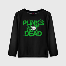 Детский лонгслив 3D с принтом Punks Not Dead в Петрозаводске, 100% полиэстер | длинные рукава, круглый вырез горловины, полуприлегающий силуэт
 | art | punk | punks not dead | rock | sons of anarchy | анархия | арт | группа | егор летов | логотип | музыка | надпись | панк | панк рок | прикольная | рок | свобода | хаос