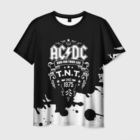 Мужская футболка 3D с принтом AC/DC T.N.T. в Петрозаводске, 100% полиэфир | прямой крой, круглый вырез горловины, длина до линии бедер | ac dc | acdc | acdc ас дс | angus | back in black | highway to hell | mckinnon | young | австралийская | ангус янг | ас дс | асдс | блюз | в форме | гитара | группа | крис слэйд | метал | молния | музыка | п | певец | рок | рок н ролл