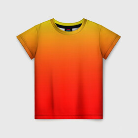 Детская футболка 3D с принтом Оранж в Петрозаводске, 100% гипоаллергенный полиэфир | прямой крой, круглый вырез горловины, длина до линии бедер, чуть спущенное плечо, ткань немного тянется | Тематика изображения на принте: orange | желто красный | кислотный | красно желтый | оранж | переход | текстуры | яркий