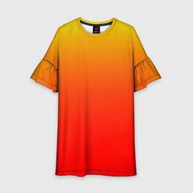 Детское платье 3D с принтом Оранж в Петрозаводске, 100% полиэстер | прямой силуэт, чуть расширенный к низу. Круглая горловина, на рукавах — воланы | orange | желто красный | кислотный | красно желтый | оранж | переход | текстуры | яркий