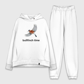 Женский костюм хлопок Oversize с принтом Bullfinch time в Петрозаводске,  |  | Тематика изображения на принте: bird | bullfinch | wings | летать | полет | птица | снегирь