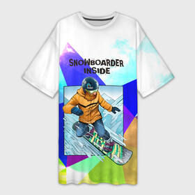Платье-футболка 3D с принтом Сноуборд в Петрозаводске,  |  | snowboard | активный отдых | бородач | горы | доска | снег | сноуборд | сноубордист