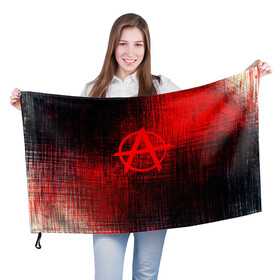 Флаг 3D с принтом АНАРХИЯ в Петрозаводске, 100% полиэстер | плотность ткани — 95 г/м2, размер — 67 х 109 см. Принт наносится с одной стороны | anarchy | анархия | анархо коммунизм | граффити | символ | стена | череп