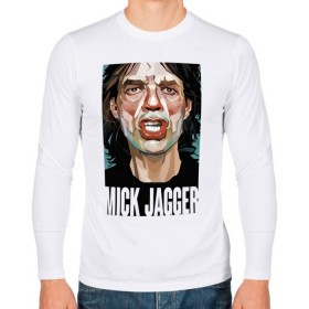 Мужской лонгслив хлопок с принтом MICK JAGGER в Петрозаводске, 100% хлопок |  | mick jagger | music | rock | rolling stones | музыка | рок