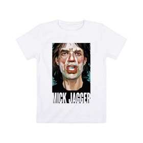 Детская футболка хлопок с принтом MICK JAGGER в Петрозаводске, 100% хлопок | круглый вырез горловины, полуприлегающий силуэт, длина до линии бедер | mick jagger | music | rock | rolling stones | музыка | рок